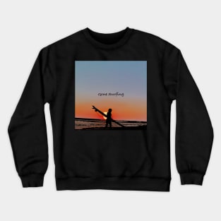 Silhouette of Surfer on Beach Crewneck Sweatshirt